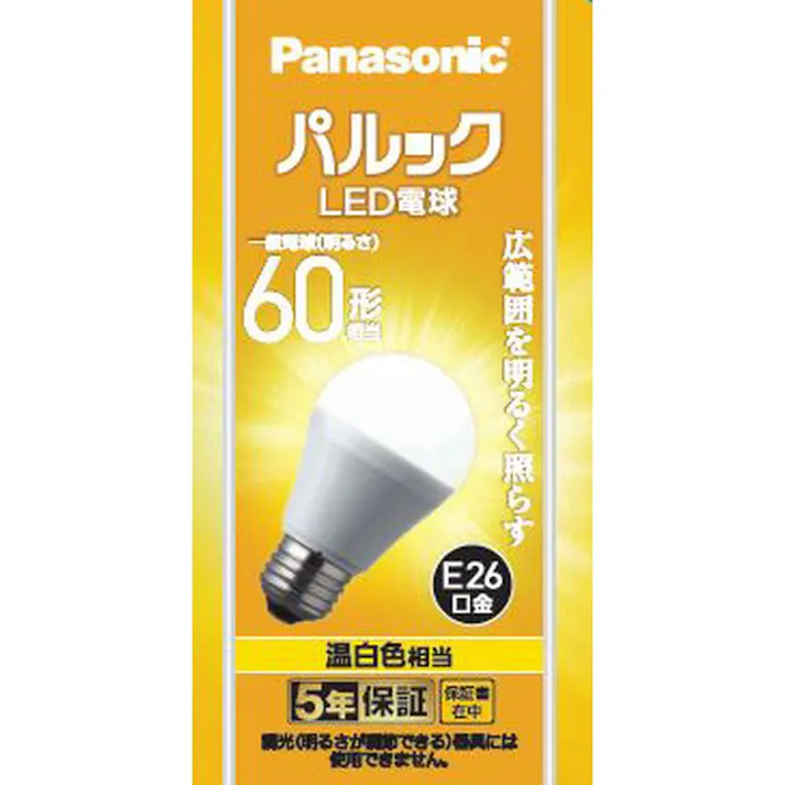 パルック LED電球 広配光 温白色相当 60形 LDA7WWGK6