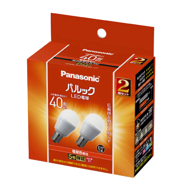 パルック LED電球 電球色相当 40形 2個セット LDA4LGE17SK42T