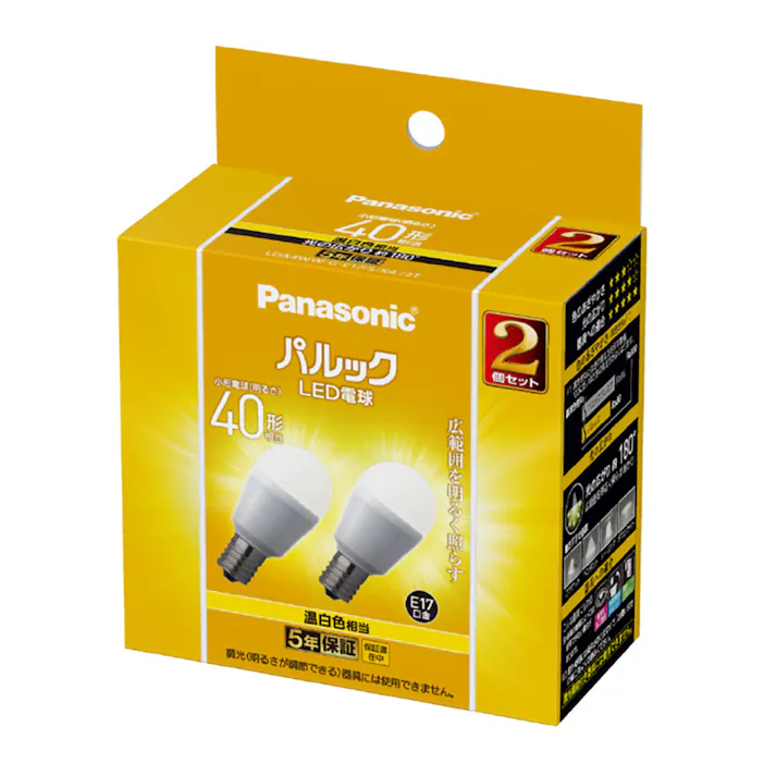 パルック LED電球 温白色相当 40形 2個セット LDA4WWGE17SK42T