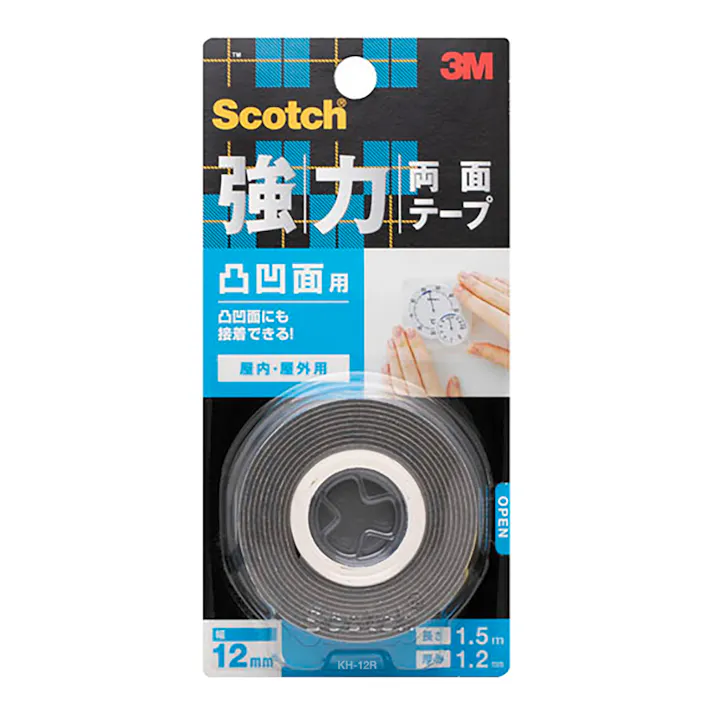 3M スコッチ 強力両面テープ 凸凹面用 屋内・屋外用 KH12R 幅12mm×長さ1.5m×厚み1.2mm