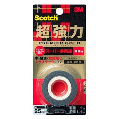 3M スコッチ 超強力両面テープ プレミアゴールド スーパー多用途 粗面用 KPR-25R 幅25mm×長さ1m 厚み1.1mm