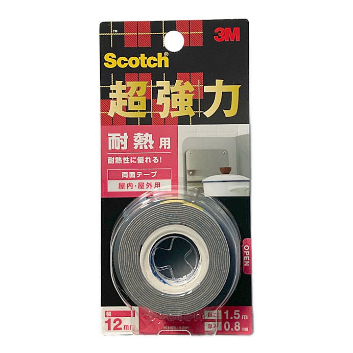 3M スコッチ 超強力両面テープ 耐熱用 KHR-12R 幅12mm×長さ1.5m 厚さ0.8mm