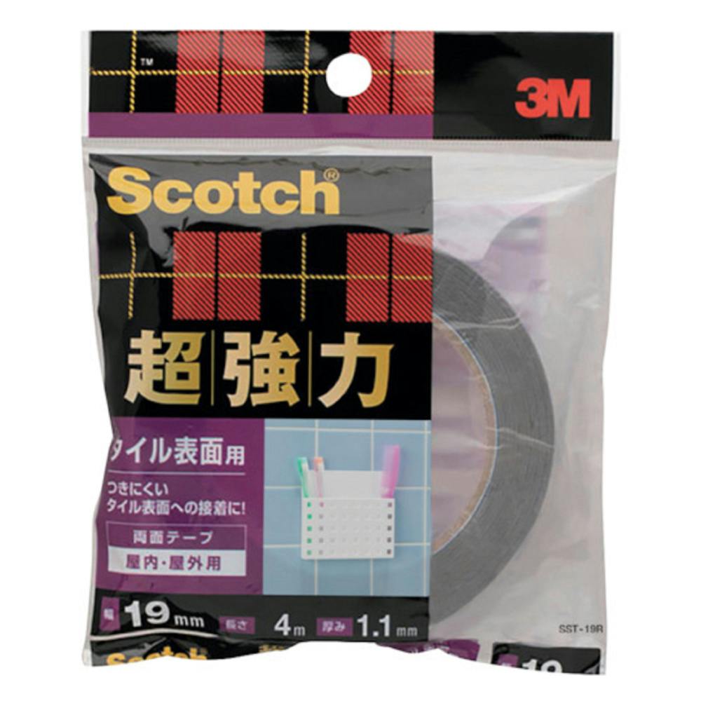 3M スコッチ 超強力両面テープ タイル表面用 屋内・屋外用 SST-19R 幅19mm×長さ4m×厚み1.1mm 作業用両面テープ 3M スコッチ 超強力両面テープ タイル表面用 屋内・屋外用 SST-19R 幅19mm×長さ4m×厚み1.1mm 作業用両面テープ