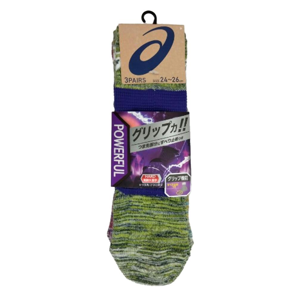 紳士靴下 アシックス 多色引揃 高耐久滑止 3足組 24-26cm | 作業着