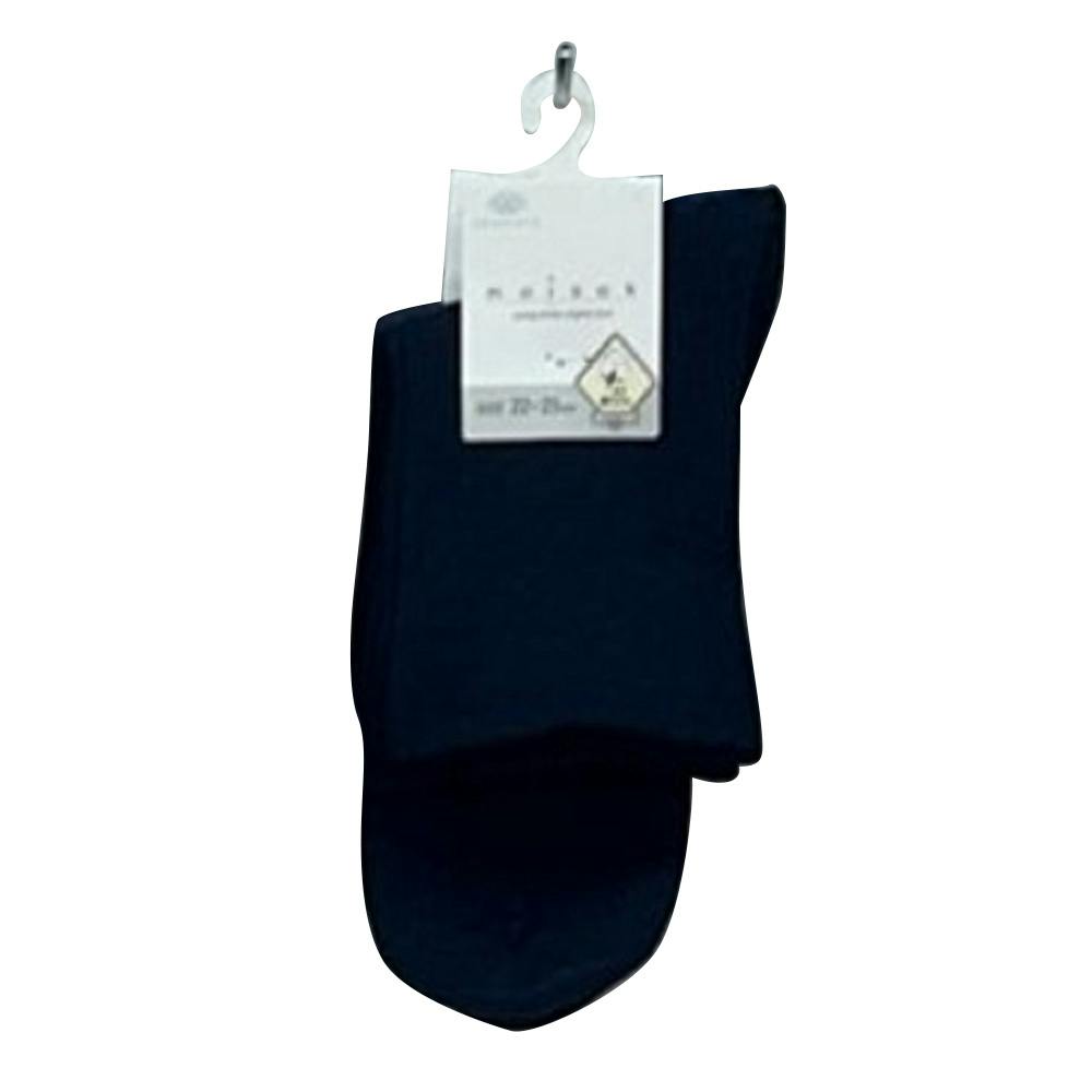 婦人 moi ソックス 12丈 深口 無地 ネイビー 22.0cm-25.0cm