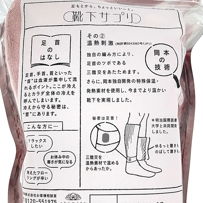 婦人 靴下サプリ まるでこたつソックス ハイソックス コーラルピンク 23.0cm-25.0cm