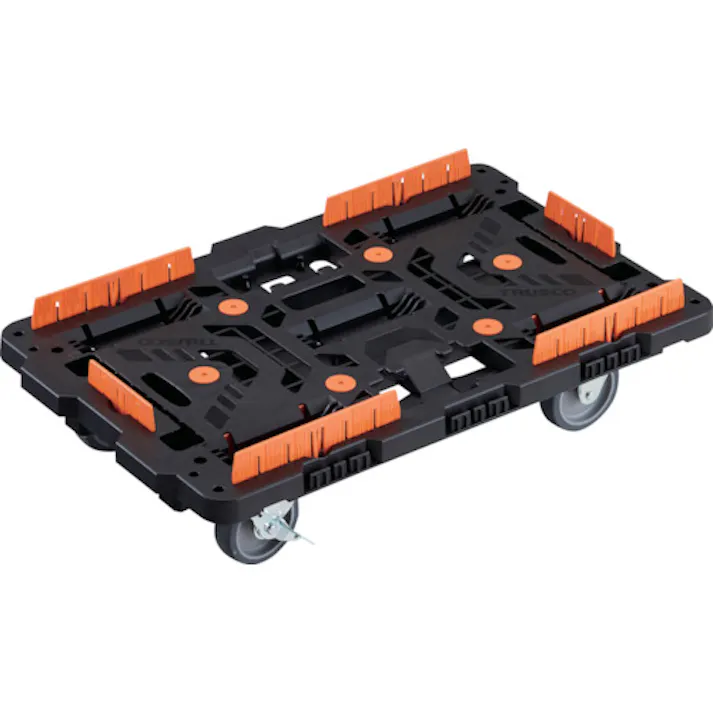 【CAINZ-DASH】トラスコ中山 連結式樹脂製平台車 ビートル 700X450 自在3輪 内2輪ストッパー付 コボレ止めセット付 BT700KJ3S2-E100【別送品】