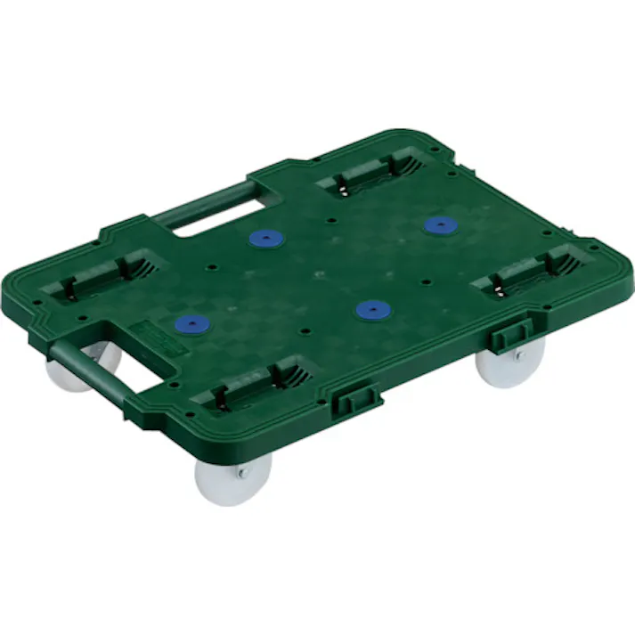 【CAINZ-DASH】トラスコ中山 樹脂製平台車 連結式ルートバン 515X385 ナイロン車輪 4輪自在 緑 MPB-500NJ-GN【別送品】