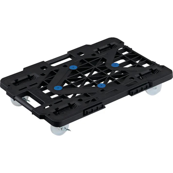 【CAINZ-DASH】トラスコ中山 樹脂製平台車 連結式ルートバン メッシュタイプ 615X415 ナイロン車輪 4輪自在 ストッパー付 黒 MPK-600NJS-BK【別送品】