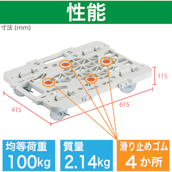 【CAINZ-DASH】トラスコ中山 樹脂製平台車 連結式ルートバン メッシュタイプ 615X415 ナイロン車輪 自在側ストッパー付 白 MPK-600NS-W【別送品】