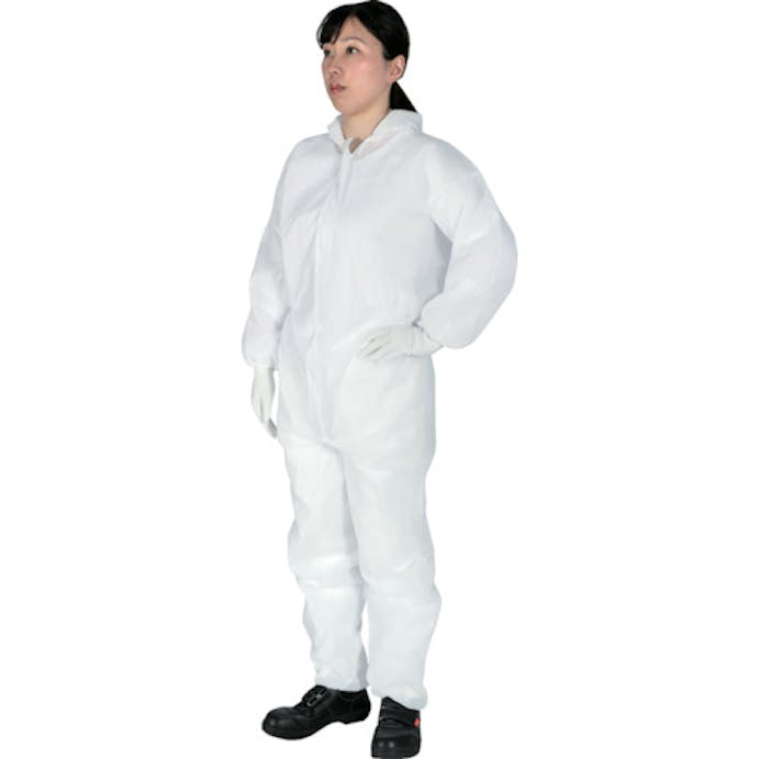【CAINZ-DASH】トラスコ中山 不織布使い捨て保護服（１層・目付４５ｇ軽量タイプ）　Ｍサイズ TPS-M-1A【別送品】
