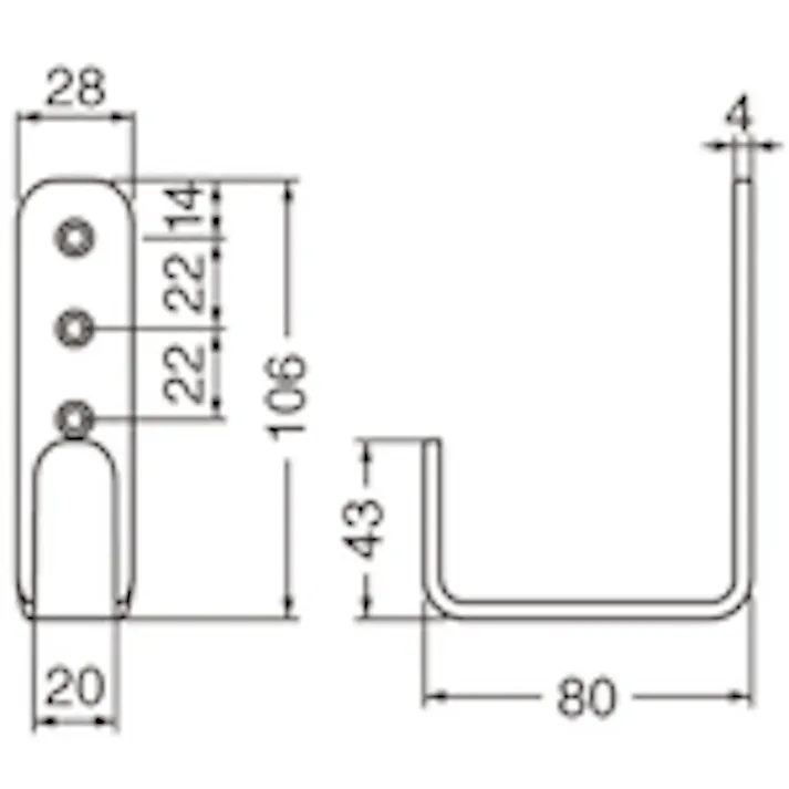 【CAINZ-DASH】トラスコ中山 L型フック SUS 鏡面 106mm LU-106-SM【別送品】