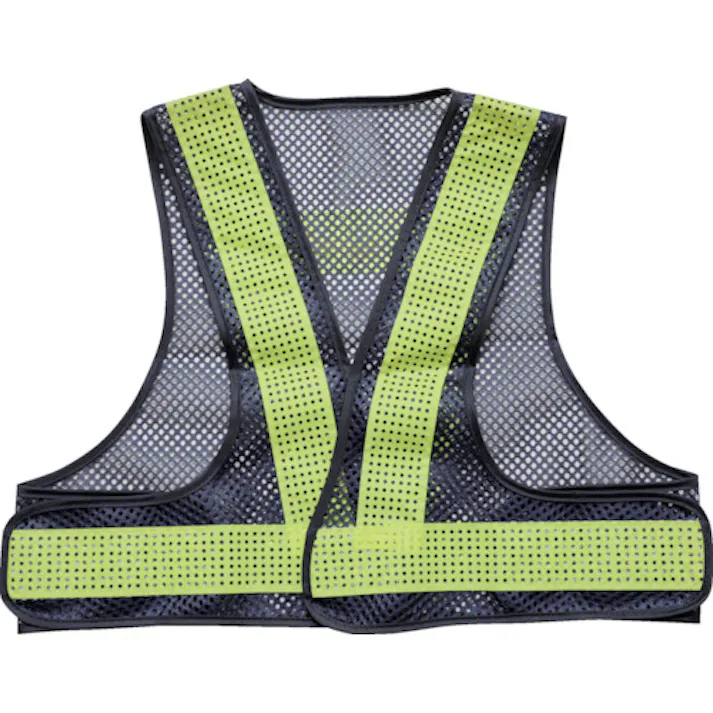 【CAINZ-DASH】トラスコ中山 メッシュ安全ベスト ショート丈 紺*イエロー 着丈420mm TMVS-BY【別送品】