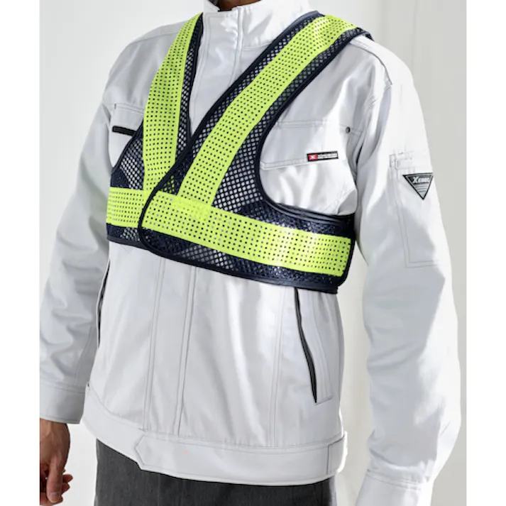 【CAINZ-DASH】トラスコ中山 メッシュ安全ベスト ショート丈 紺*イエロー 着丈420mm TMVS-BY【別送品】