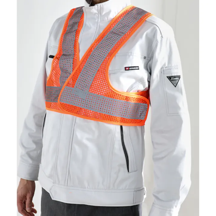 【CAINZ-DASH】トラスコ中山 メッシュ安全ベスト ショート丈 オレンジ*シルバー 着丈420mm TMVS-OS【別送品】