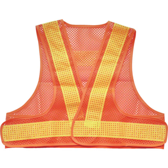 【CAINZ-DASH】トラスコ中山 メッシュ安全ベスト ショート丈 オレンジ*イエロー 着丈420mm TMVS-OY【別送品】