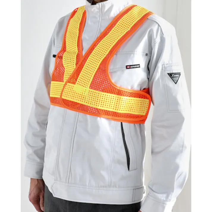 【CAINZ-DASH】トラスコ中山 メッシュ安全ベスト ショート丈 オレンジ*イエロー 着丈420mm TMVS-OY【別送品】