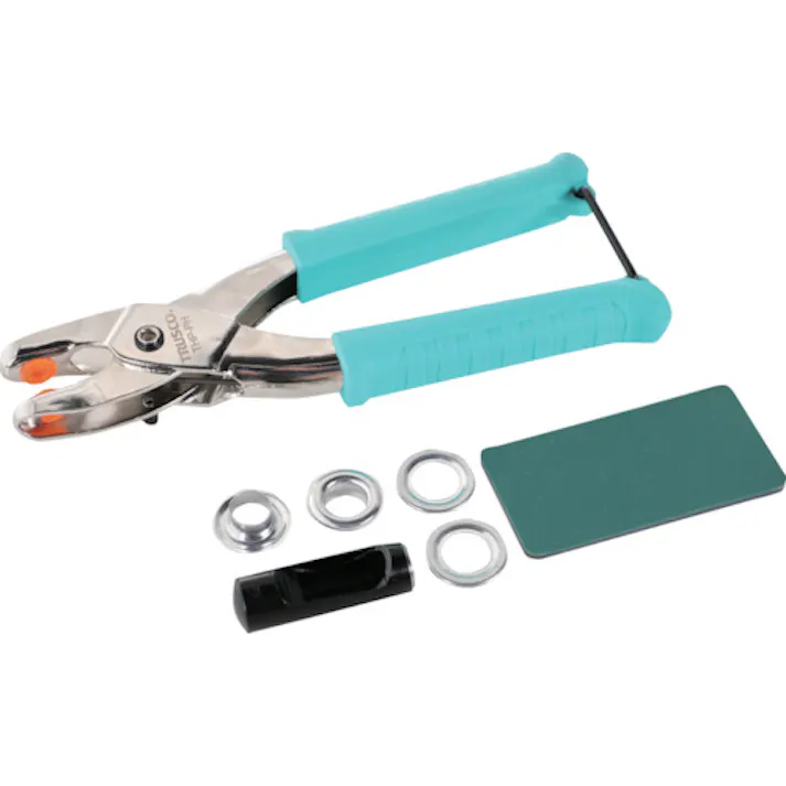 【CAINZ-DASH】トラスコ中山 両面ハトメプライヤーセット プライヤー型 12mmセット(ハトメパンチ本体・アルミハトメ・コマ・ポンチ・下敷き付) THP-PHSET12【別送品】