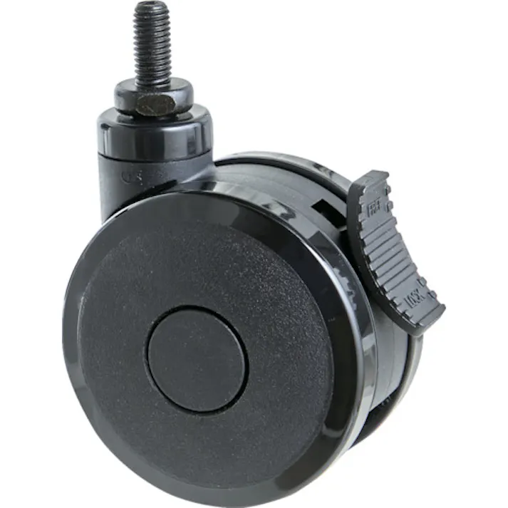 【CAINZ-DASH】トラスコ中山 ねじ込み双輪キャスター エラストマ-車輪 自在ストッパー付 Φ75 M12 ブラック TDGGS75-M12-BK【別送品】