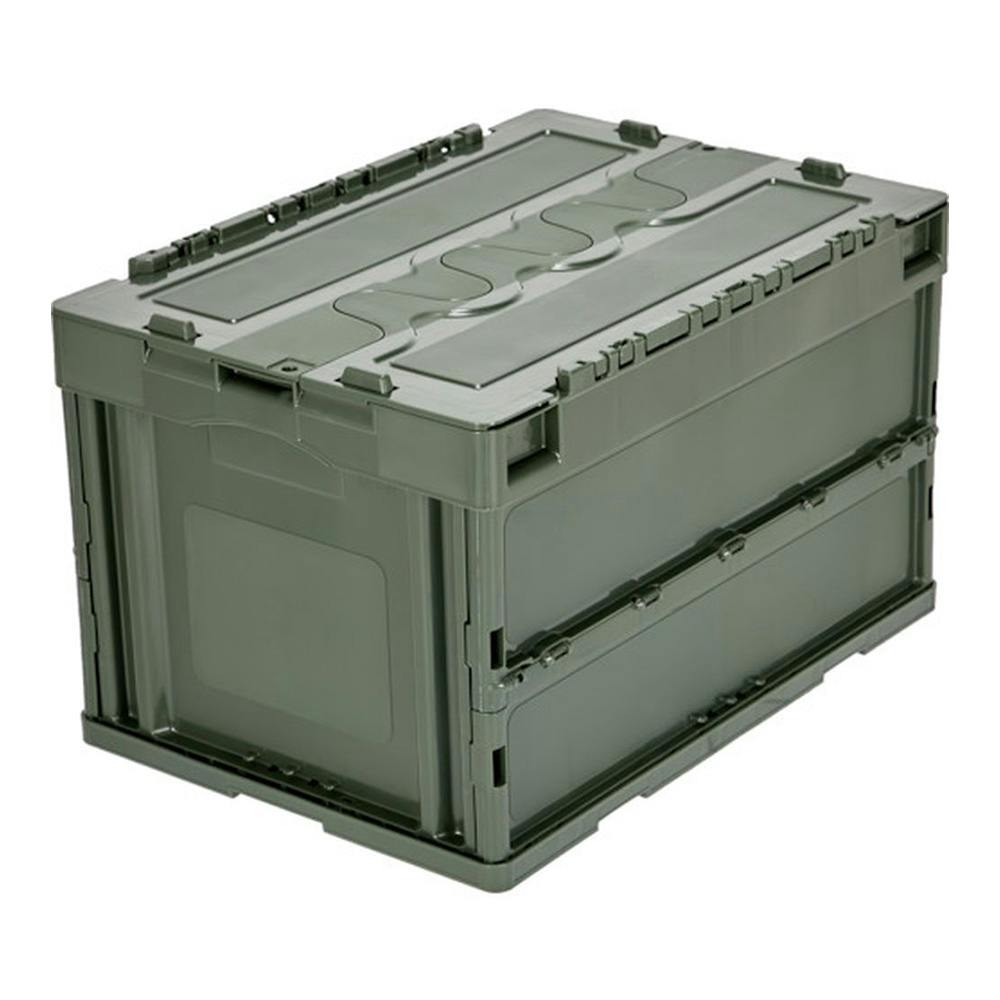 TRUSCO オリコン 蓋つき折りたたみコンテナ オリーブドラブ CT50-OD