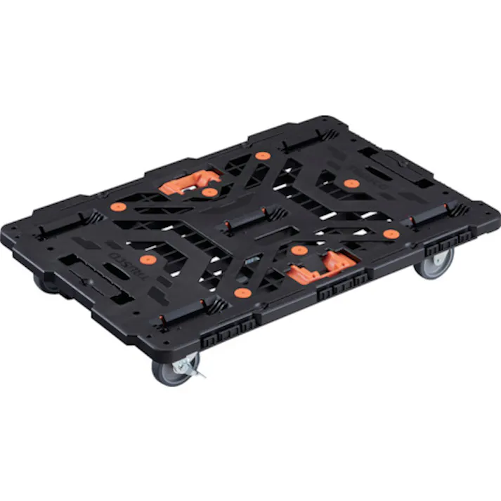 【CAINZ-DASH】トラスコ中山 連結式樹脂製平台車 ビートル 900X600 自在3輪 内2輪ストッパー付 とめたろう付 BT900J3S2-E100T【別送品】