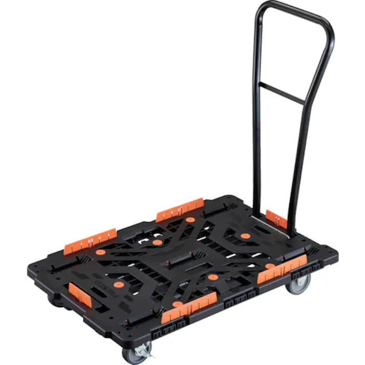 【CAINZ-DASH】トラスコ中山 連結式樹脂製平台車 ビートル 900X600 自在3輪 内2輪ストッパー付 脱着式ハンドル付 コボレ止めセット付 BT900KJ3S2H-E100【別送品】