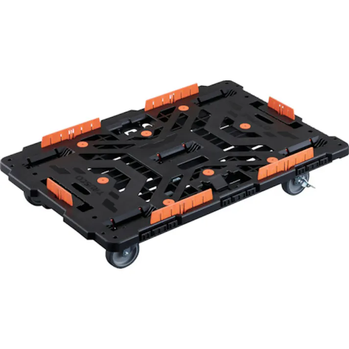 【CAINZ-DASH】トラスコ中山 連結式樹脂製平台車 ビートル 900X600 自在5輪 内2輪ストッパー付 コボレ止めセット付 BT900KJ5S2-E100【別送品】