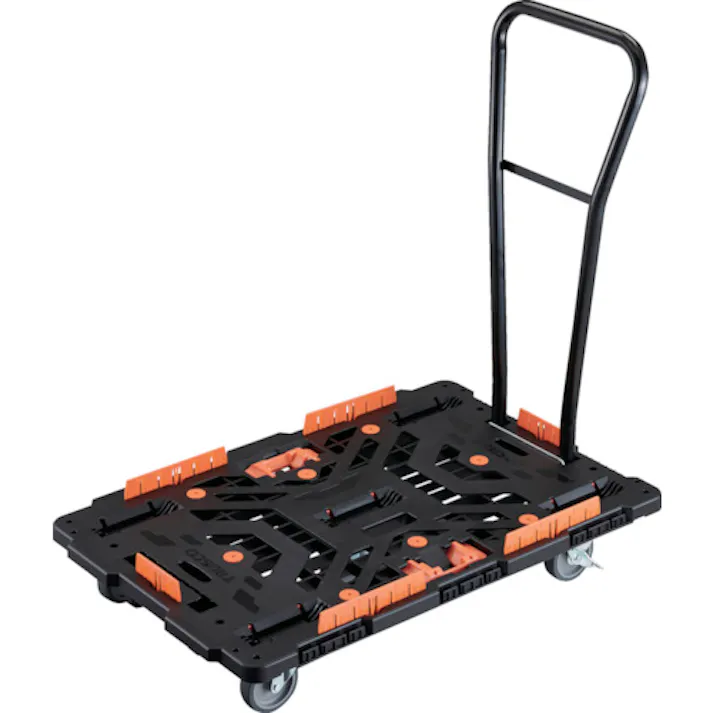 【CAINZ-DASH】トラスコ中山 連結式樹脂製平台車 ビートル 900X600 自在5輪 内2輪ストッパー付 脱着式ハンドル付 コボレ止めセット とめたろう付 BT900KJ5S2H-E100T【別送品】