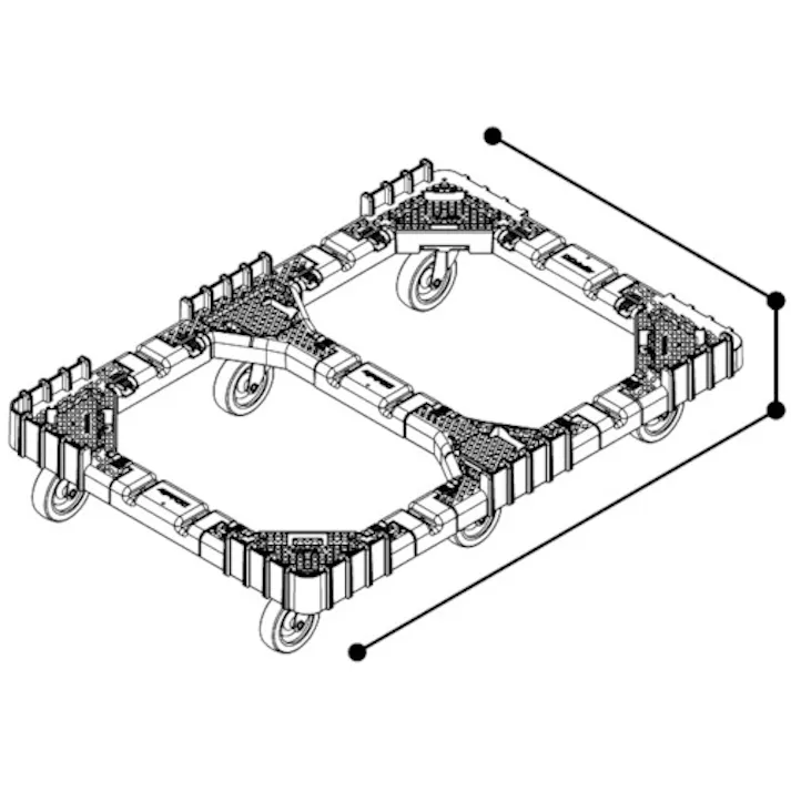 【CAINZ-DASH】トラスコ中山 OCドーリー 75Lオリコン用 エラストマー車輪 6輪自在 ブルー OCD-75A-B【別送品】