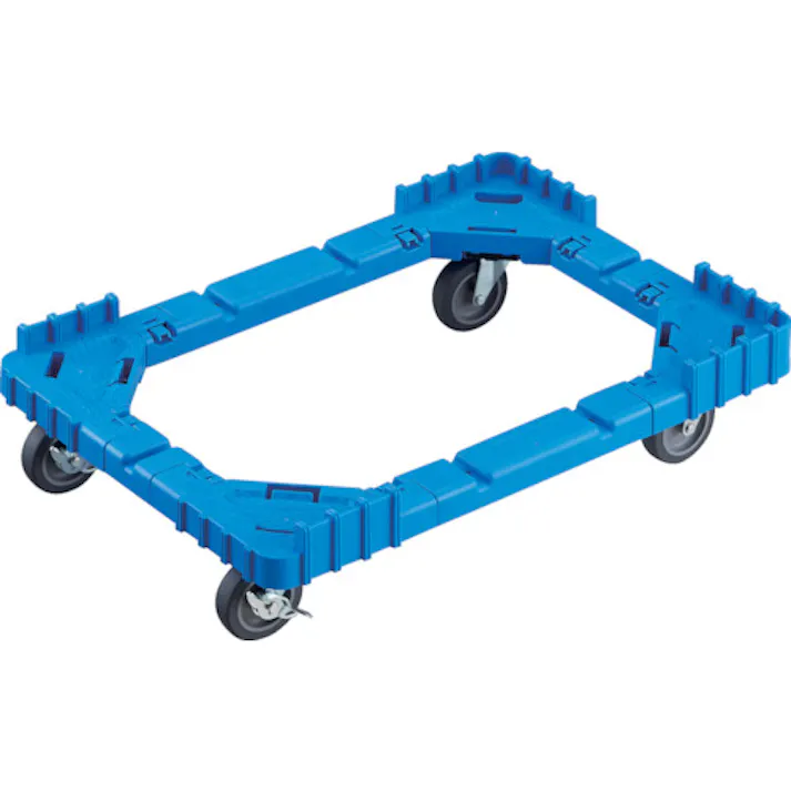 【CAINZ-DASH】トラスコ中山 OCドーリー 50Lオリコン用 エラストマー車輪 4輪自在ストッパー付 片側ガード無し ブルー OCD-50BS-B【別送品】