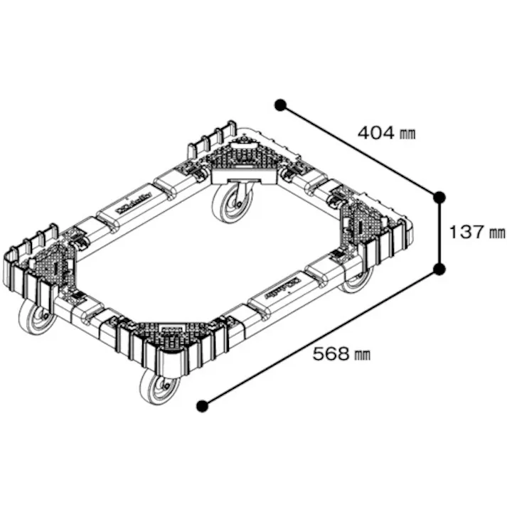【CAINZ-DASH】トラスコ中山 OCドーリー 50Lオリコン用 エラストマー車輪 4輪自在ストッパー付 片側ガード無し ブルー OCD-50BS-B【別送品】
