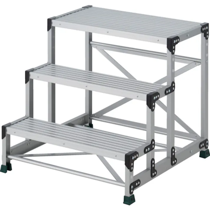 【CAINZ-DASH】トラスコ中山 作業用踏台 3段 ステップ奥行200 高さ0.75m 天板800X400 TSF-3875【別送品】