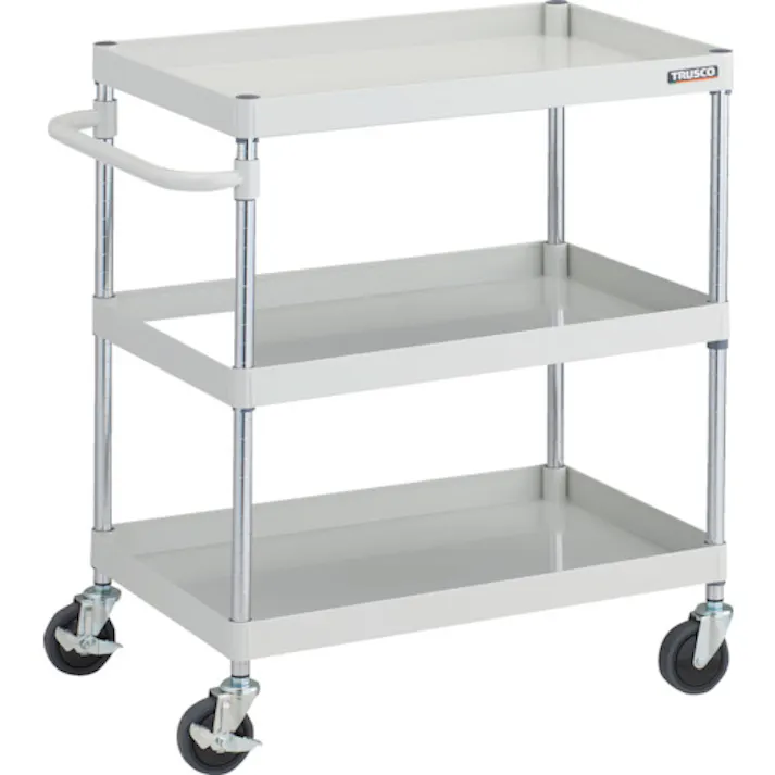 【CAINZ-DASH】トラスコ中山 ツールワゴン フェニックスワゴン 抗ウィルスハンドル 省音 750X500XH880 3段 ホワイト PEW-973A-W【別送品】