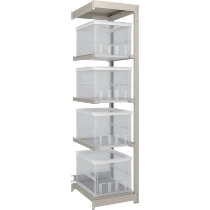 【CAINZ-DASH】トラスコ中山 スチールラック M1.5型 オリコン保管タイプ H1800XW430XD595 TSK-О50B透明X4個付 連結 M1.5-6162U3-50LX4B【別送品】