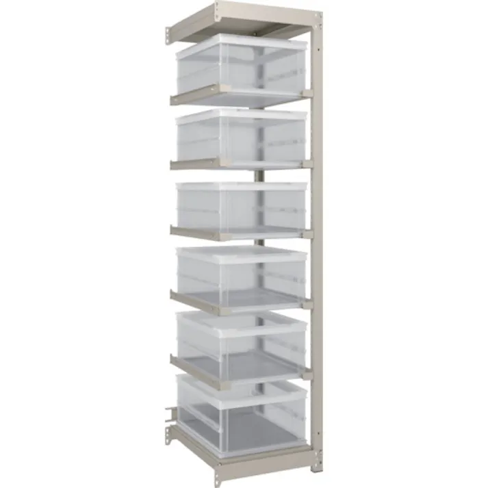 【CAINZ-DASH】トラスコ中山 スチールラック M1.5型 オリコン保管タイプ H1800XW430XD595 TSK-О30B透明X6個付 連結 M1.5-6162U5-30LX6B【別送品】