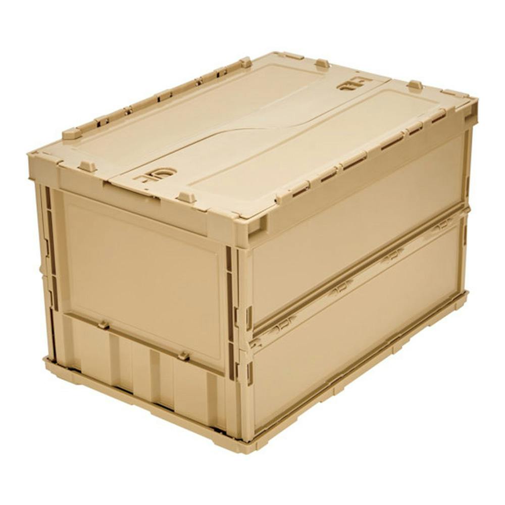 TRUSCO オリコン 折りたたみコンテナ 50L x 12個 TRUSCO オリコン 薄型折りたたみコンテナ ライトサンド ロックフタ付