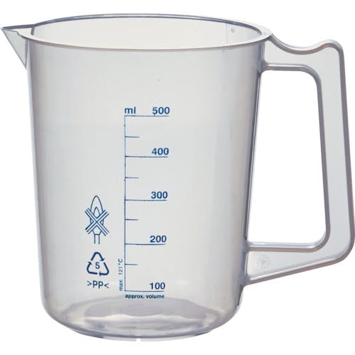 トラスコ中山 ポリプロピレン青目盛ビーカー 500ml(取手付) HPB-500 ビーカー トラスコ中山 ポリプロピレン青目盛ビーカー 500ml(取手付) HPB-500 ビーカー