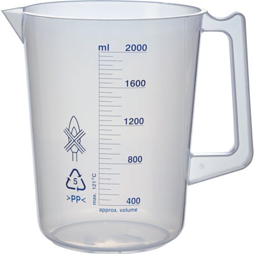 トラスコ中山 ポリプロピレン青目盛ビーカー 2000ml(取手付) HPB-2000 ビーカー トラスコ中山 ポリプロピレン青目盛ビーカー 2000ml(取手付) HPB-2000 ビーカー