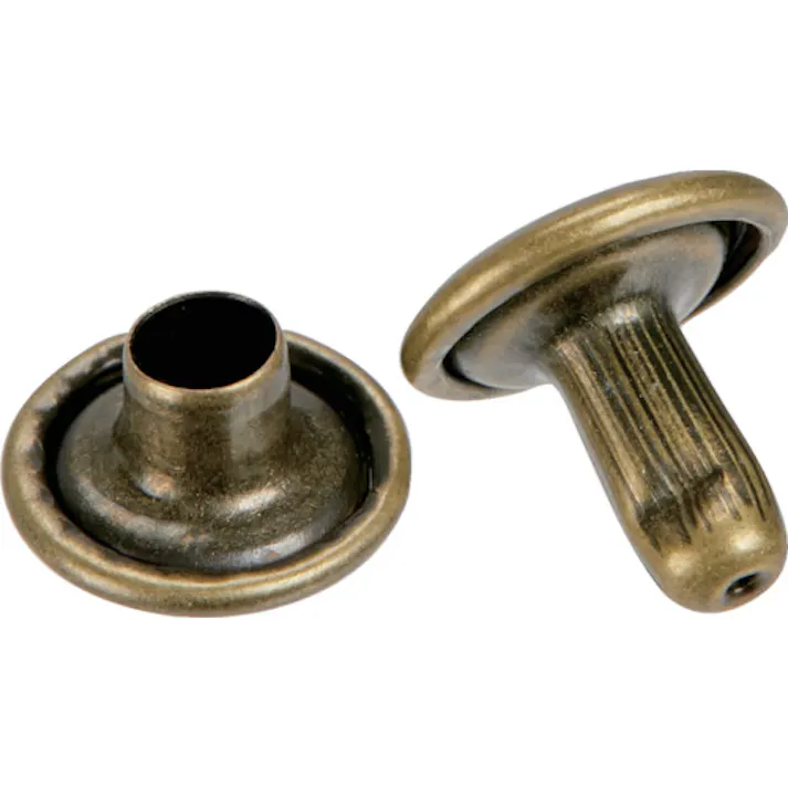 【CAINZ-DASH】トラスコ中山 大カシメ スチール 金ブロンズメッキ 9mm 足長8.5mm 30組入 (ブリスターパック入) P-THP-CG8.5【別送品】