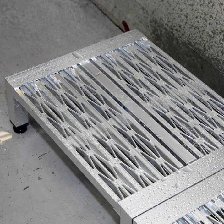 【CAINZ-DASH】トラスコ中山 高床式アルミ製ステップ グレーチング仕様 600X450XH190~220 TFSGH-0645AL【別送品】