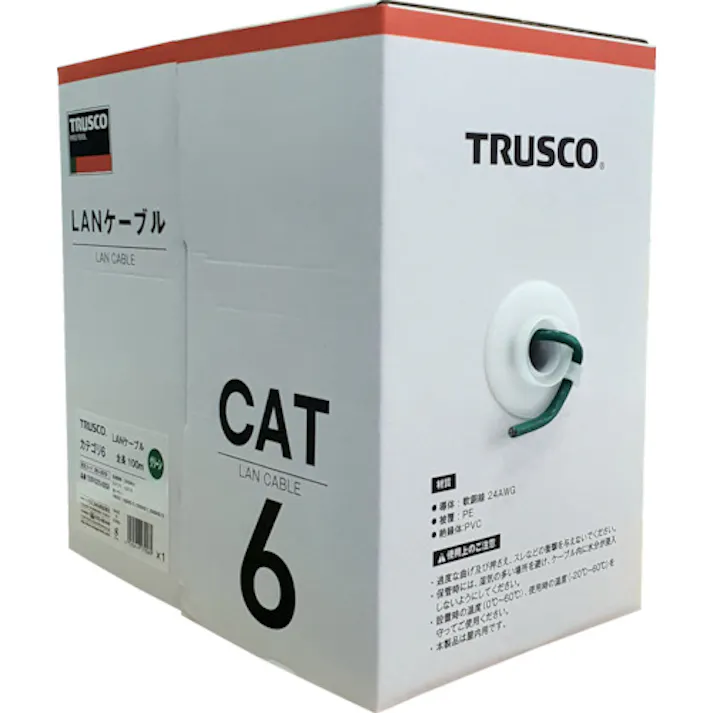 【CAINZ-DASH】トラスコ中山 LANケーブル カテゴリ6 300m 緑 TUTP-CAT6-300GR【別送品】