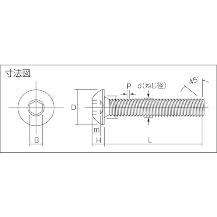 【CAINZ-DASH】トラスコ中山 六角穴付ボタンボルト SCM435 黒染め M4×10 65本入 B074-0410【別送品】
