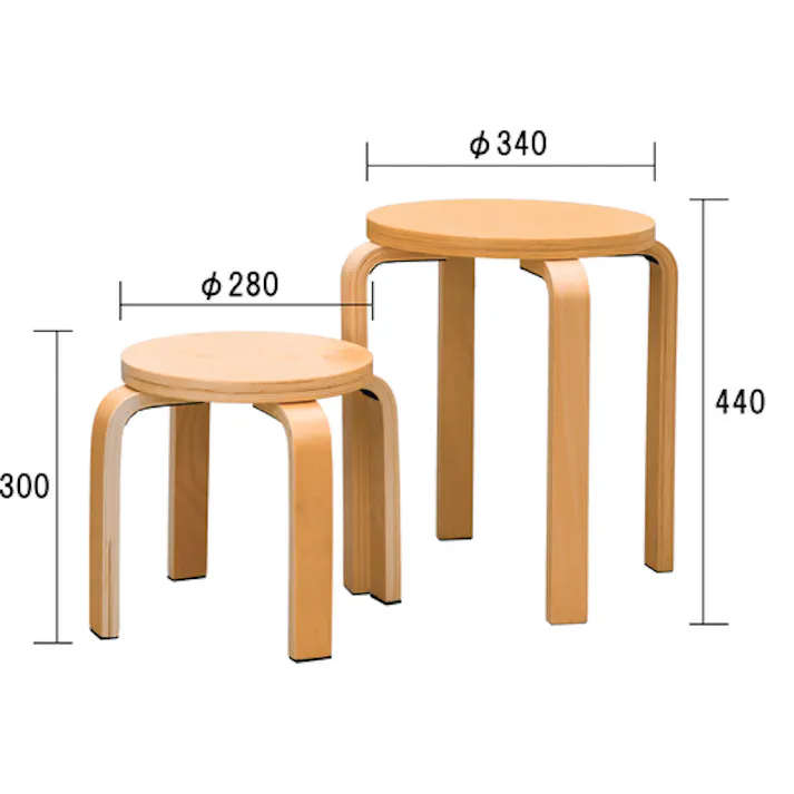 【CAINZ-DASH】トラスコ中山 木製丸椅子 340Φ ナチュラル TSHSC340-N【別送品】