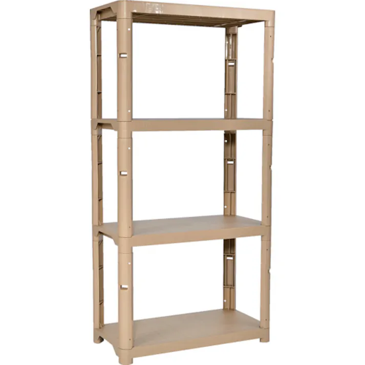 【CAINZ-DASH】トラスコ中山 プラ棚 高さ1800-4段タイプ コーナーキャップ4個付 ライトサンド TPT-6344C-LS【別送品】