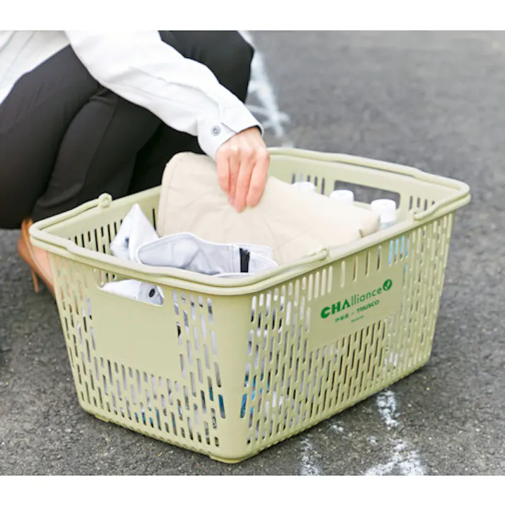 【CAINZ-DASH】トラスコ中山 CHAlliance 茶がら入り 買い物かご 30L TSB-30-GN【別送品】