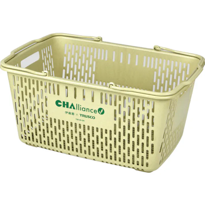【CAINZ-DASH】トラスコ中山 CHAlliance 茶がら入り 買い物かご 30L TSB-30-GN【別送品】