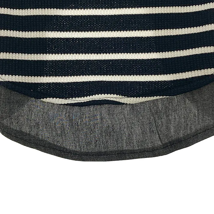 【送料無料】重ね着風ワッフルカットソー ブラック Lサイズ ペット服(犬の服)