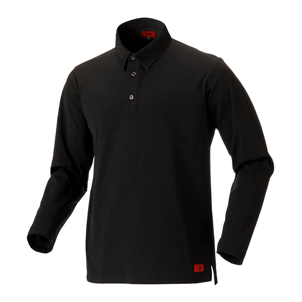 EDW ポロシャツ 長袖 L ブラック | 作業着・作業服・安全靴 通販