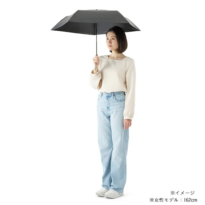 日差しも紫外線も雨も遮れる軽量折傘 50cm ブラック