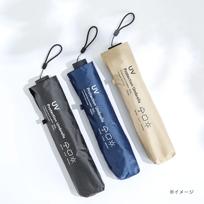 日差しも紫外線も雨も遮れる軽量折傘 60cm ネイビー